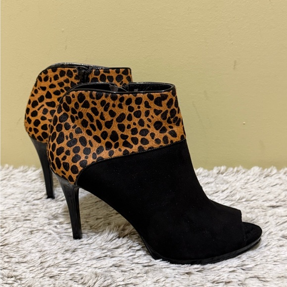 Nine West Black and Leopard Ankle Booties - Picture 4 of 8